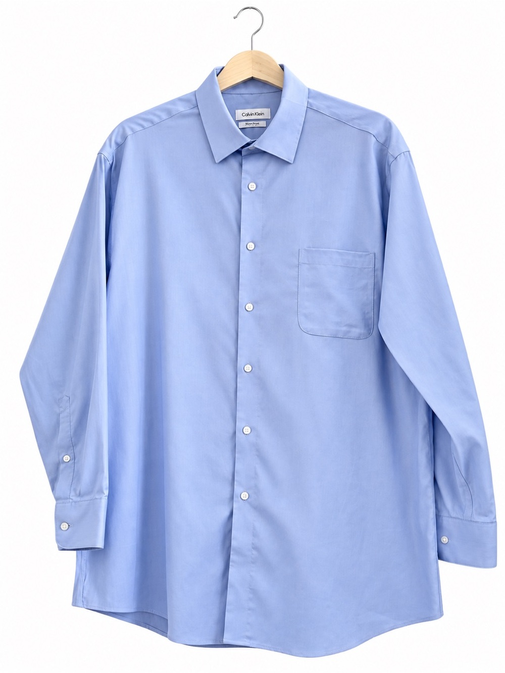 Calvin Klein Men’s Blue Wrinkle Free Regular Fit Stretch Dress Shirt